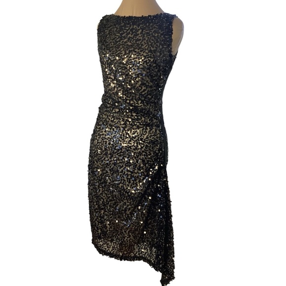 David Meister Dresses & Skirts - David Meister Designer Black Asymmetrical Sequin Exposed Side Zip Formal Dress 8